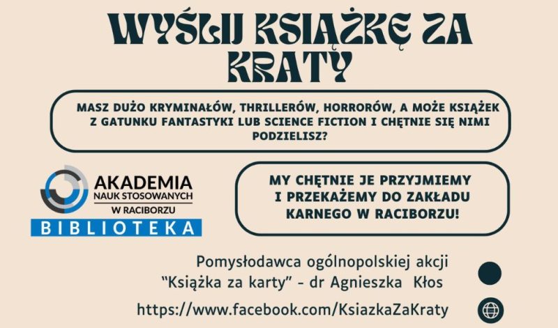 WYŚLIJ KSIĄŻKĘ ZA KRATY! PRZEKAŻ KSIĄŻKI WIĘŹNIOM Z RACIBORSKIEGO WIĘZIENIA