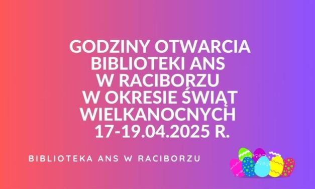 Godziny otwarcia Biblioteki ANS w Raciborzu w okresie Świąt Wielkanocnych 2025