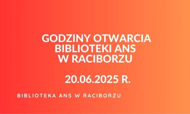 Godziny otwarcia Biblioteki ANS w Raciborzu 20.06.2025 r.