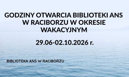 Godziny otwarcia Biblioteki ANS w Raciborzu w okresie wakacyjnym