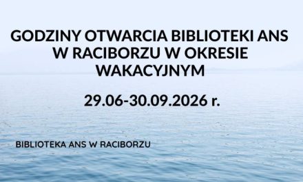 Godziny otwarcia Biblioteki ANS w Raciborzu w okresie wakacyjnym